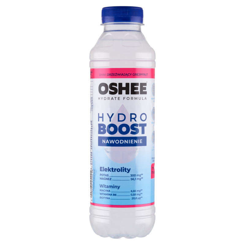 Oshee HydroBoost Napój izotoniczny niegazowany smak orzeźwiający grejpfrut 555 ml