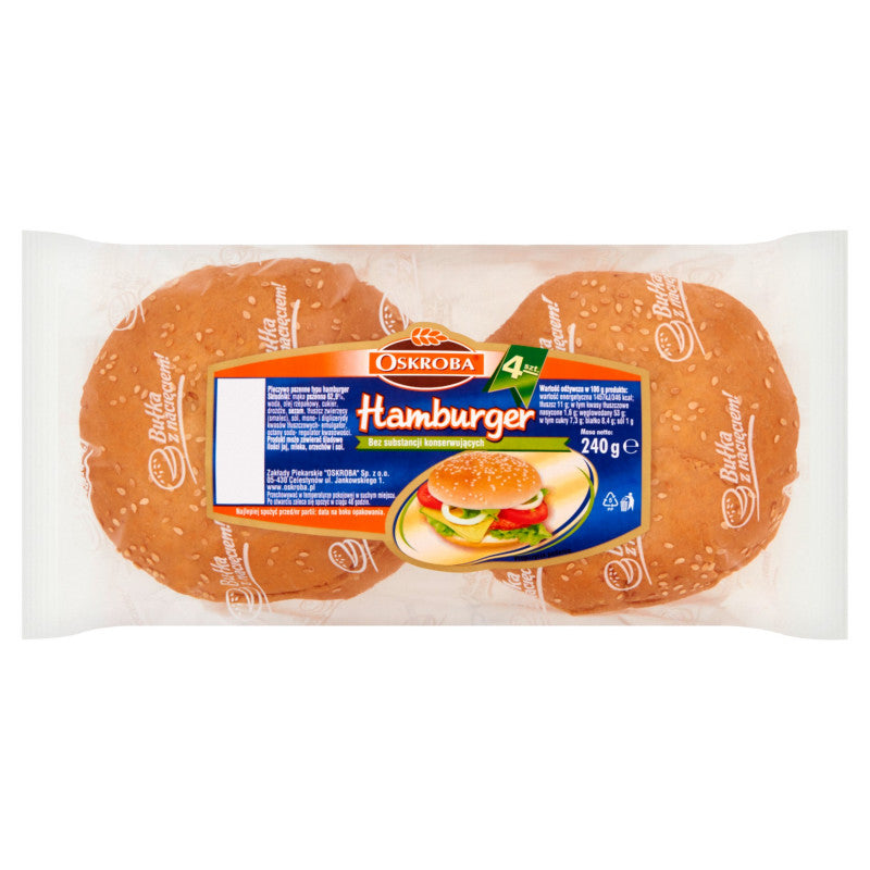 Oskroba Hamburger Pieczywo pszenne 240 g (4 sztuki)