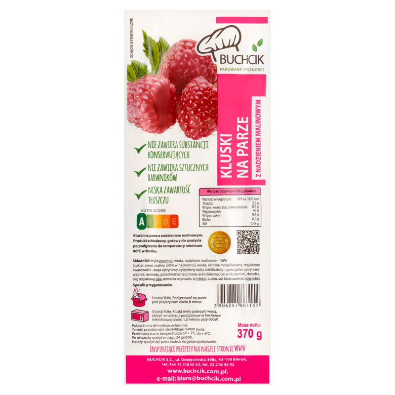 Buchcik Kluski na parze z nadzieniem malinowym 370 g